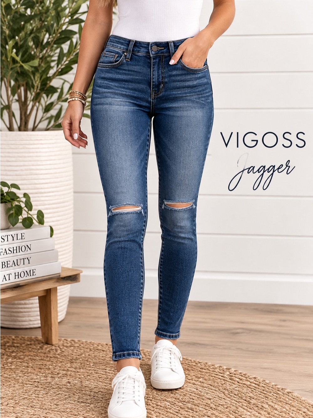 ❤️ Vigoss Jagger Women’s Distressed Skinny Jeans Stretch Denim 26
